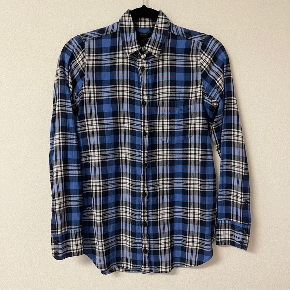 J.Crew Plaid Boy Fit Button Down Top